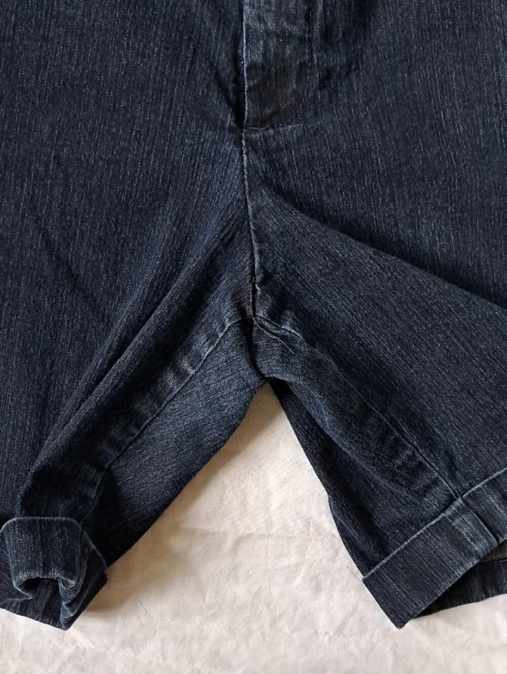 Indigo Dark Wash Button-Accent Denim Bermuda Shorts Chic Preppy Utility Size 12